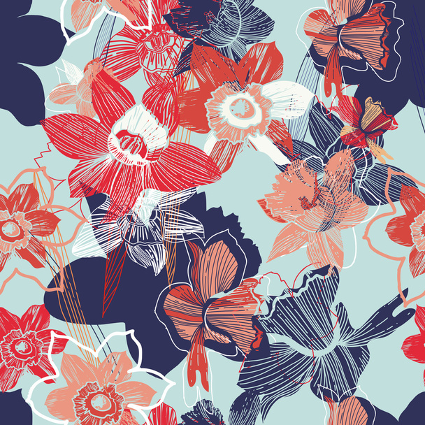 Seamless vector floral pattern - Wektor, obraz