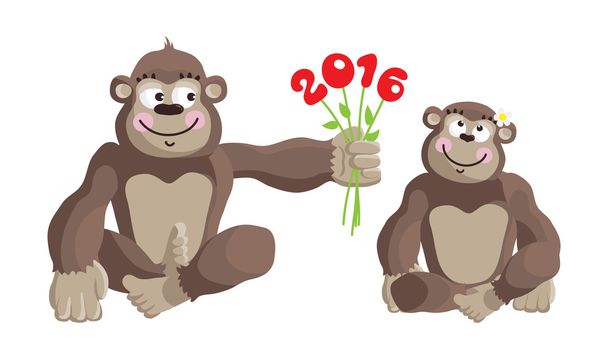 Открытка "Год обезьяны 2016"
. - Вектор,изображение