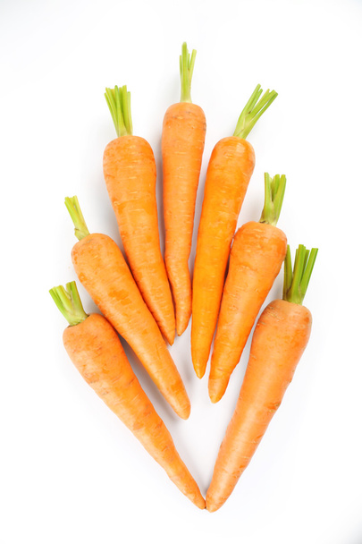 Fresh ripe carrots isolated on white - Fotoğraf, Görsel