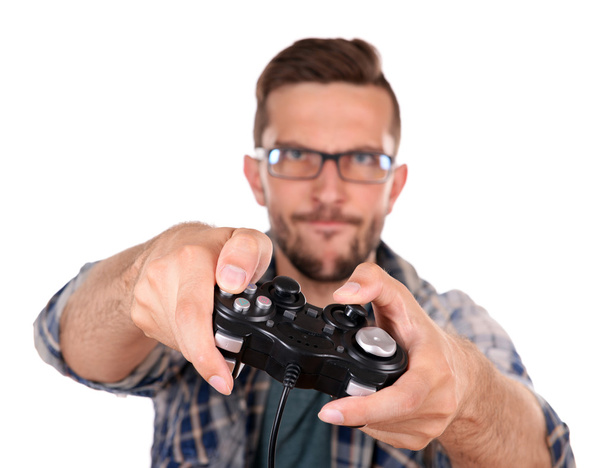 Young man playing video games - Photo, image