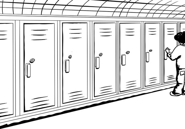 Esboço do armário de abertura do estudante
 - Vetor, Imagem