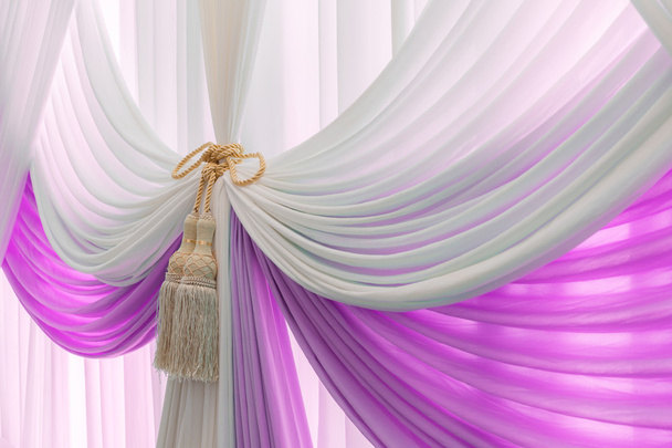 Luxury sweet white and violet curtain and tassel - Photo, Image