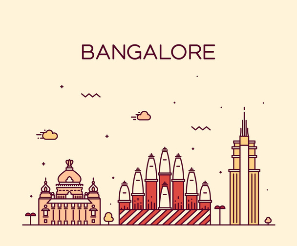 Bangalore skyline vector ilustración lineal
 - Vector, imagen