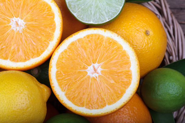 Mix of fresh citrus fruits - Фото, изображение