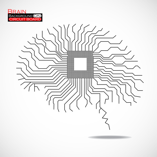Brain. Cpu. Microprocessor. Circuit board. Abstract technology background. Vector illustration. Eps 10 - Vector, Image