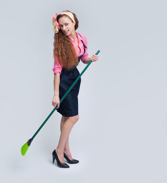 woman with broom - Photo, Image