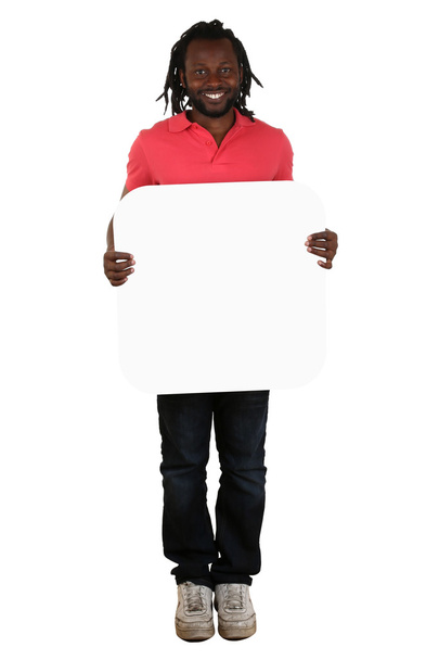 Young black African man holding copyspace for letter or text - Foto, Bild