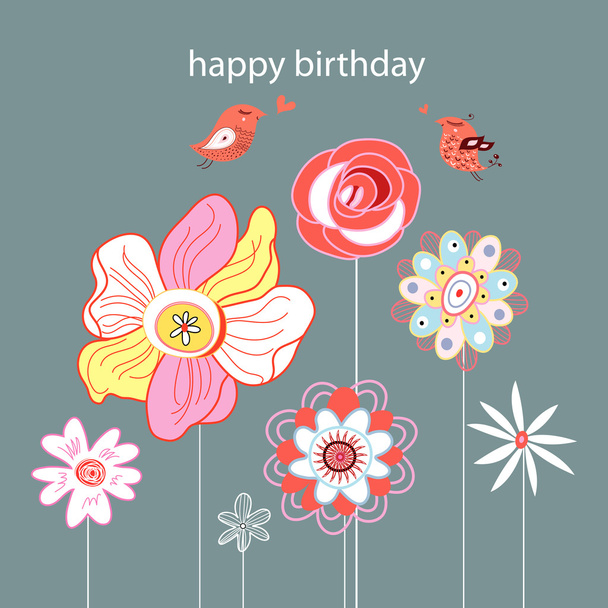 Greeting card Flower - Vector, Imagen