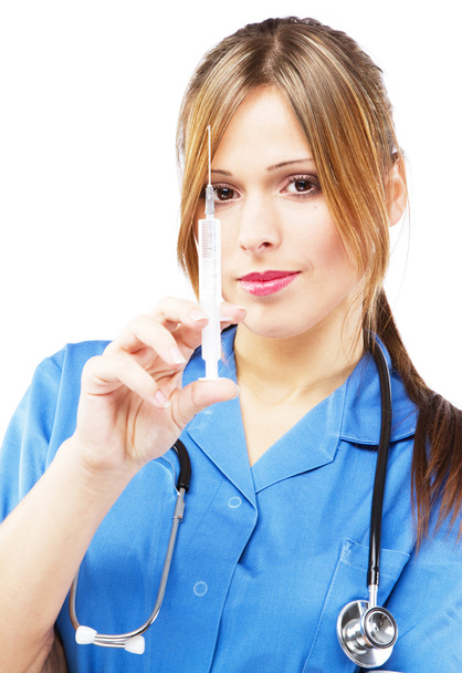 Дружеская медсестра на белом фоне
 - Фото, изображение