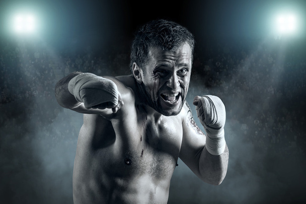 Portrait of boxer in blood - Φωτογραφία, εικόνα