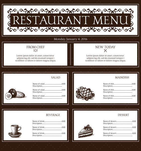 Karta menu restauracji - Wektor, obraz