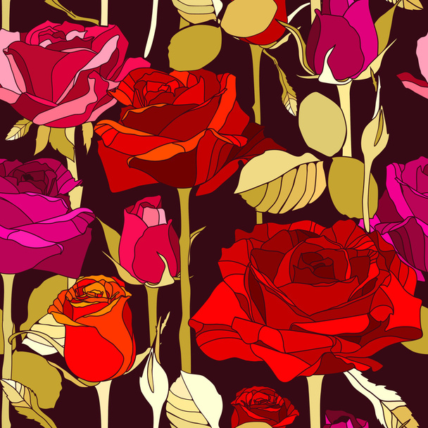 Pattern with roses flowers - Vector, Image