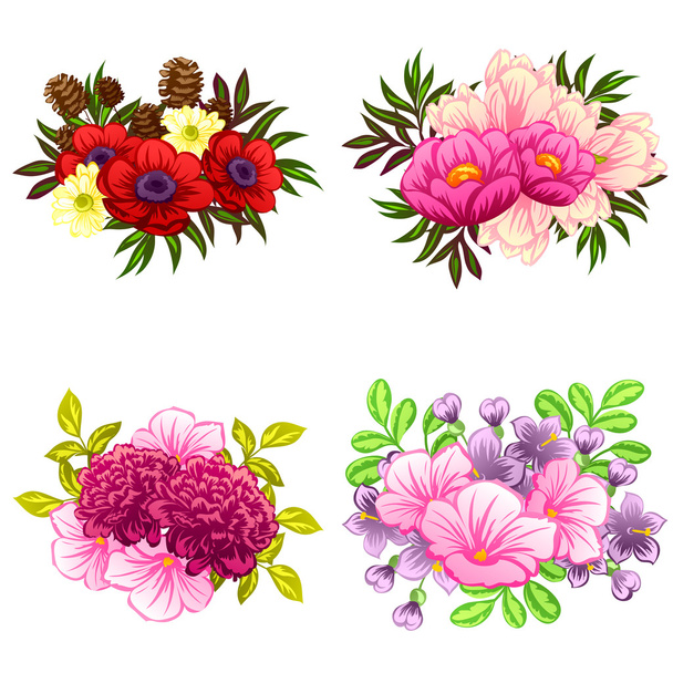 Flower bouquet set - Vector, Imagen