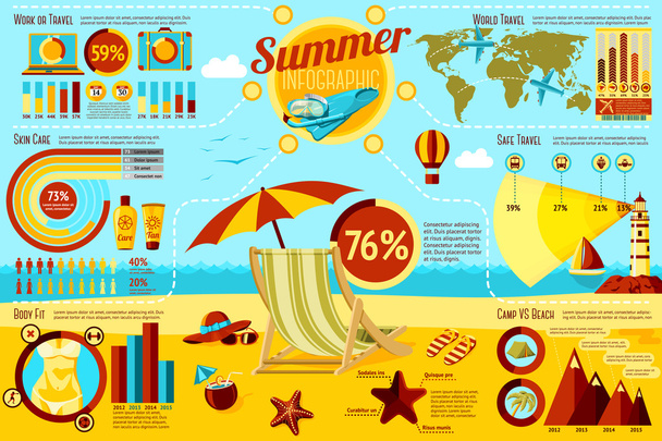 Set of Summer and Travel Infographic elements - Vector, imagen