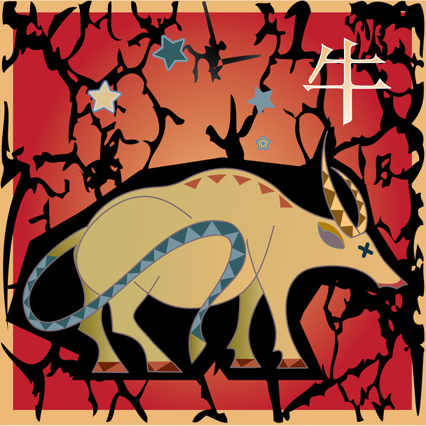 Animal horoscope - ox - Vector, Image
