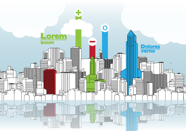 City Skyline háttér Infographic - vektor-illusztráció - Vektor, kép