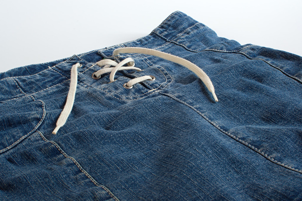 Jeans skirt with lacing close up - Photo, Image
