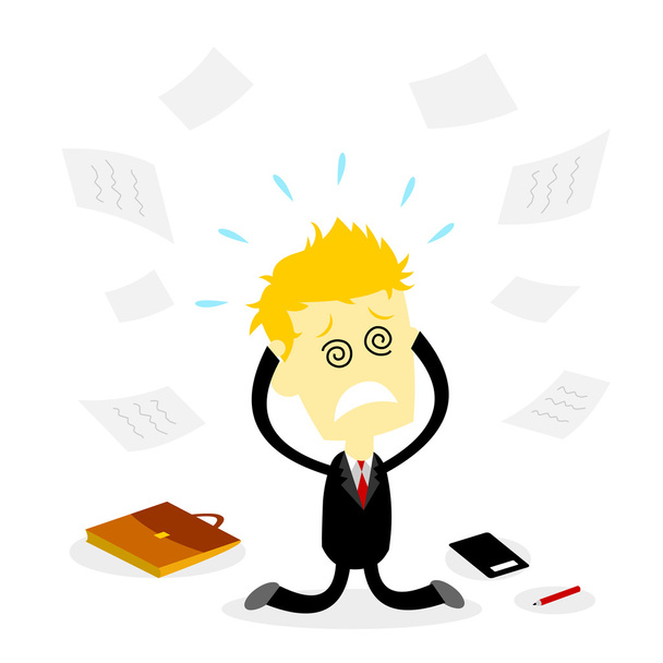 Stressed Bussiness Man Holding Head - Vector, afbeelding