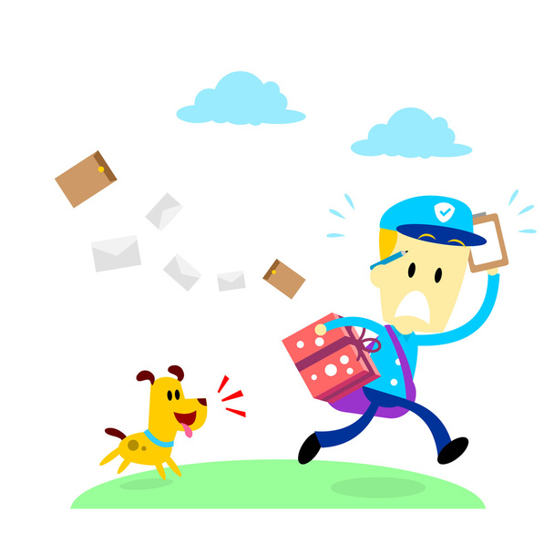 Dog Chasing A Mailman - Vector, Image