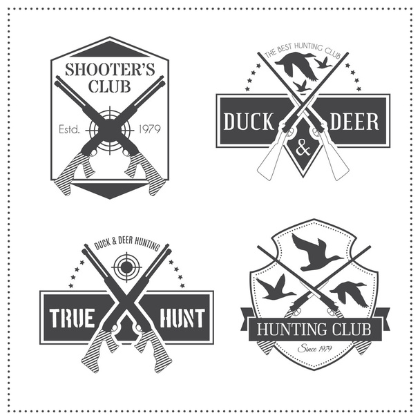 Set of 4 vintage hunting emblems  - Vettoriali, immagini