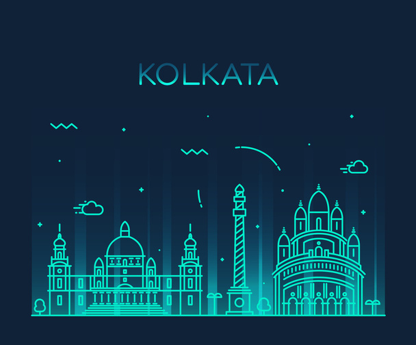 Kolkata horisonttiin trendikäs vektori kuva lineaarinen
 - Vektori, kuva