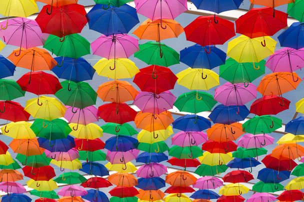 Lots of umbrellas coloring the sky - Photo, Image