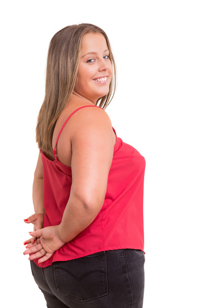 Onnellinen nainen ylipainoinen
 - Valokuva, kuva