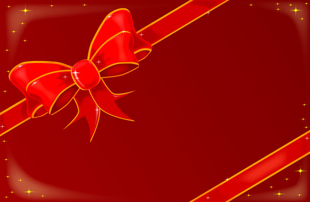 Christmas Ribbon op rood - Vector, afbeelding