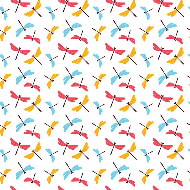 Seamless pattern with dragonflies. - Vektori, kuva