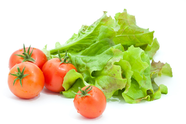 Fresh tomatoes and lettuce - Foto, Imagen