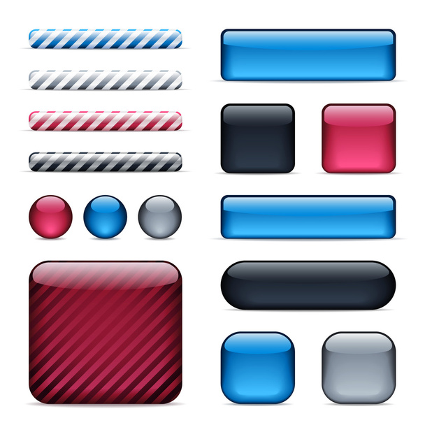 Glossy buttons and bars - Vector, Image