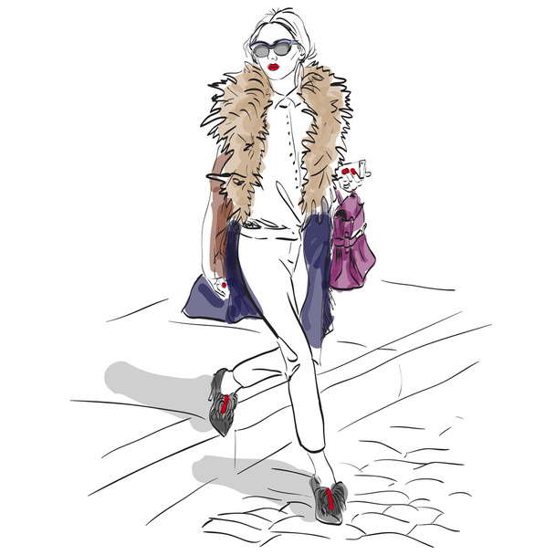 Model fashion. Sketch. - Vector, Image