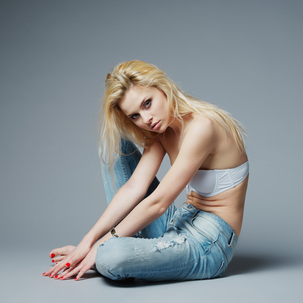 blonde sexy girl studio portrait shot - Photo, image