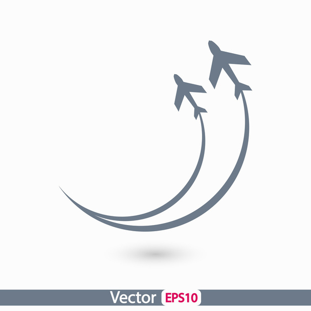 Globe with airplanes icon - Vector, Image