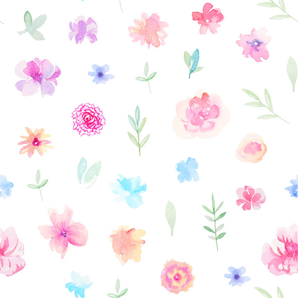 Watercolor floral pattern - Fotoğraf, Görsel