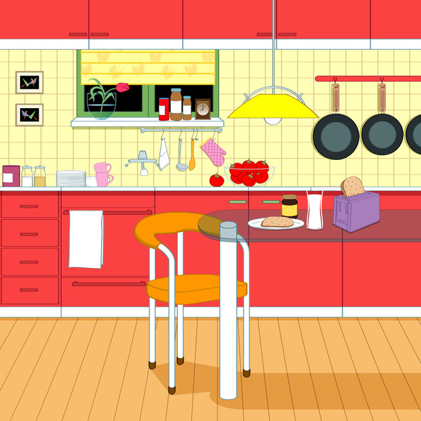 Interior da cozinha - Vetor, Imagem