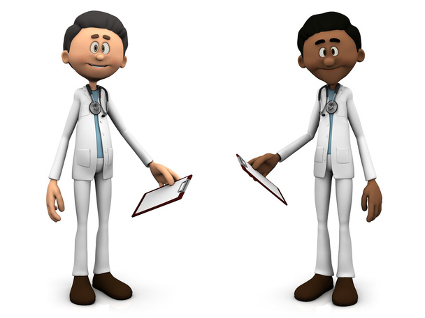 Cartoon doctors holding clipboards. - Photo, Image