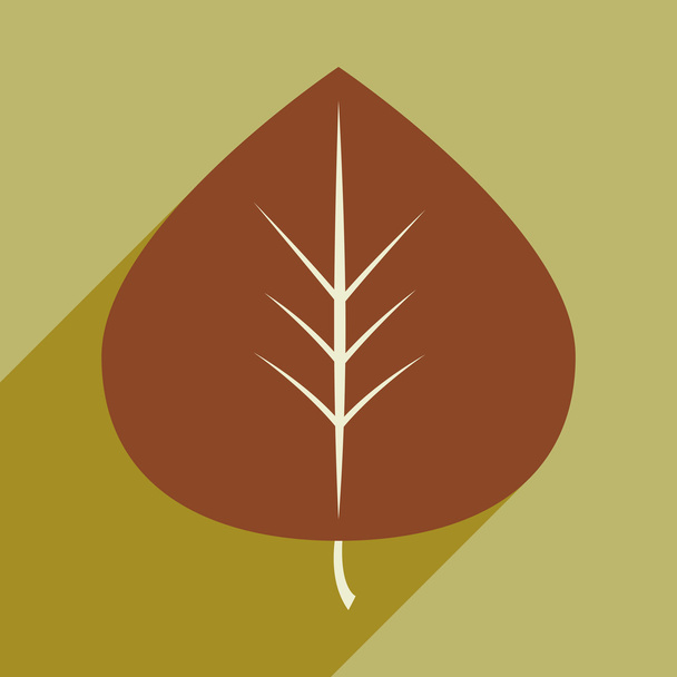 Flat with shadow icon and mobile application leaf  - Vector, Image