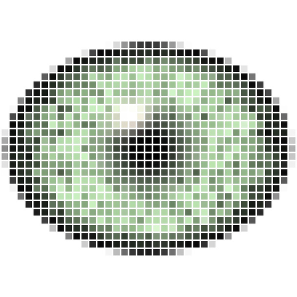 Pixel mapeamento de olho verde elíptico. Íris brilhante, reflexo de luz no olho
 - Foto, Imagem