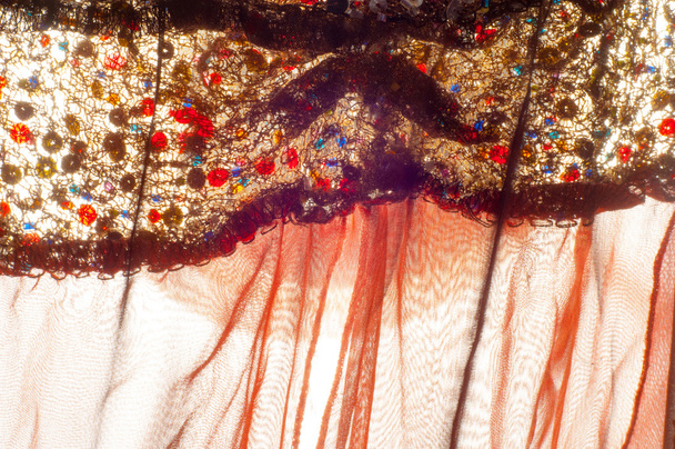 Pink brown transparent fabric. texture. robe.   Photographed in the studio - Foto, immagini