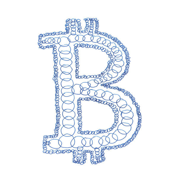 Αλυσίδα Bitcoin χέρι διελκυνθεί σύμβολο - Φωτογραφία, εικόνα