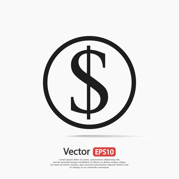 Money icon, Flat design style - Vektör, Görsel