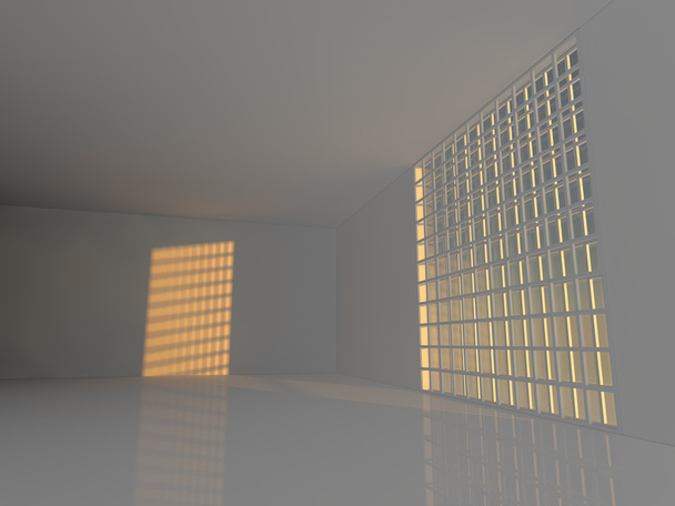 large empty room with windows 3D rendering - Photo, Image