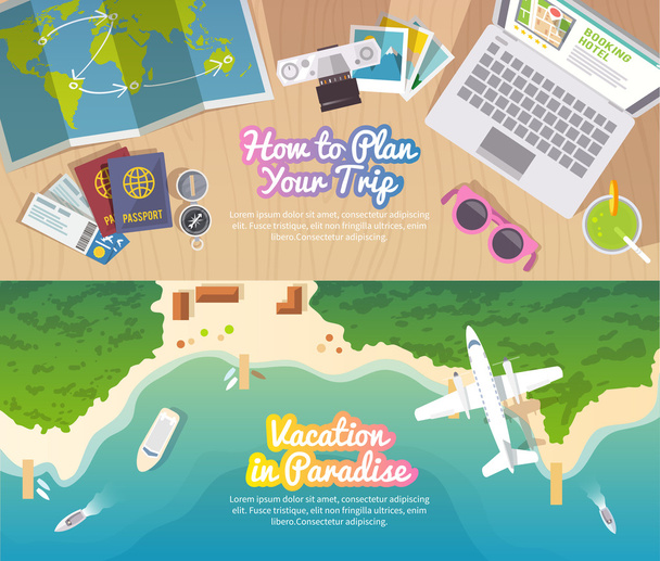 Colourful travel vector flat banner set - Vector, Image