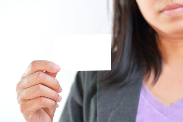  Business woman holding card - Photo, Image