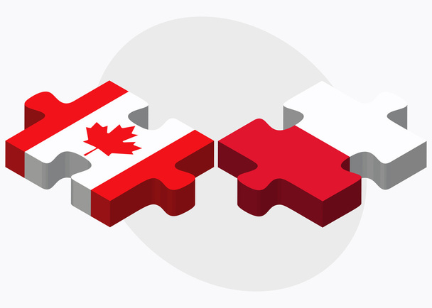 Canada en Polen vlaggen - Vector, afbeelding