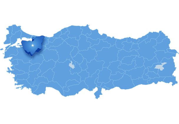 Χάρτης της Τουρκίας, Προύσα - Διάνυσμα, εικόνα