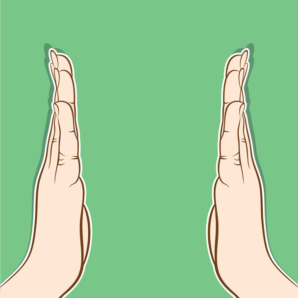 placed your object in between two hand - Vecteur, image