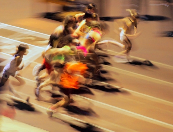 Girls ran out from the start (motion blur). - Photo, Image