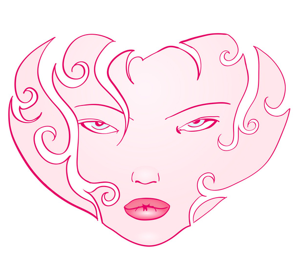Curly Girl Face Heart - Vecteur, image